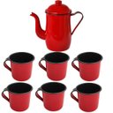 Ver imagem 1 de Bule Café Esmaltado 1,25 Litros E 6 Xícaras 400ml Tradicional Vermelho
