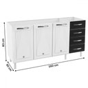 Ver imagem 4 de Armário de Cozinha Compacta para Pia em Aço Star New 3 Portas 4 Gavetas Branco/preto - Pnr Móveis