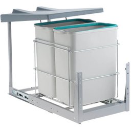 Suporte com Lixeiras Dupla Deslizante Plásticas 20l Cozinha - 2