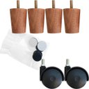 Ver imagem 1 de Kit 6 Pés para Cama Box de Solteiro 4 Fixos e 2 Rodízios Mel