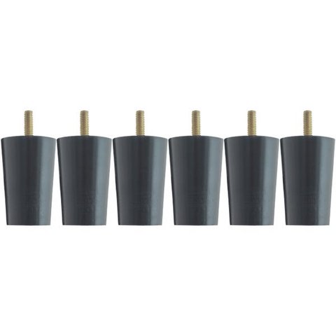 Kit 6 Pés para Cama Box Solteiro 6cm Box Baú Preto Madeira