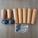 Ver imagem 5 de Kit 7 Pés de Cama Box Casal com 5 Pé Palito Fixo 2 Rodizios
