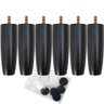 Kit 6 Pés de Madeira para Camas Box Solteiro Pé de Cama 13cm Preto Pés para Móveis - 1