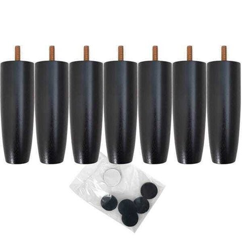 Kit 07 Pés de Madeira para Camas Box Casal Pé de Cama 13cm Pés para Móveis Preto