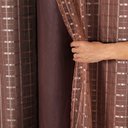 Ver imagem 2 de Cortina Blackout Pvc com Tecido Voil Xadrez 2,80 M X 1,60 M - Marrom