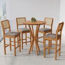 Ver imagem 1 de Kit Mesa e Cadeiras Simpatia Bistrô 4 Lugares Redonda MDF Amadeirado JCM Movelaria 72cm
