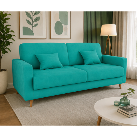 Sofá Cama 3 Lugares Emilia Reclinável Veludo Verde Menta - Matrix