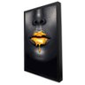 Quadro Decorativo Mulher Lábios Dourado em Moldura Caixa Tacolado Moldura Caixa Alta 4,5cm Preta com - 1