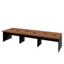 Ver imagem 4 de Plataforma de Trabalho 6 Lugares Pé Painel MDF-MDP 360cm Nogal com Preto F5 Office