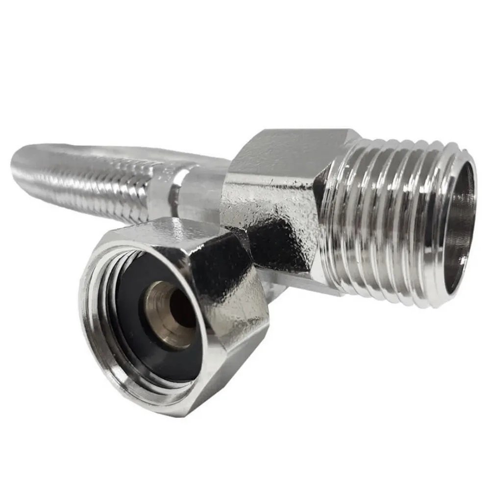 Engate Rabicho 1/2 Polegada 60cm Kit 36 uni Aço Inox Trançado Macho Femea Flexivel Aquecedor Manguei - 6