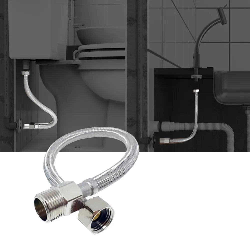 Engate Rabicho 1/2 Polegada 60cm Kit 36 uni Aço Inox Trançado Macho Femea Flexivel Aquecedor Manguei - 4