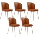 Ver imagem 1 de Kit 5 Cadeiras Sala de Jantar Estofada Gavi Arena L02 Couríssimo Camel - Lyam Decor