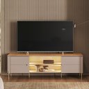 Ver imagem 1 de Rack para Tv com Nichos Abertos e Pés de Metal Grigio Fosco Canela