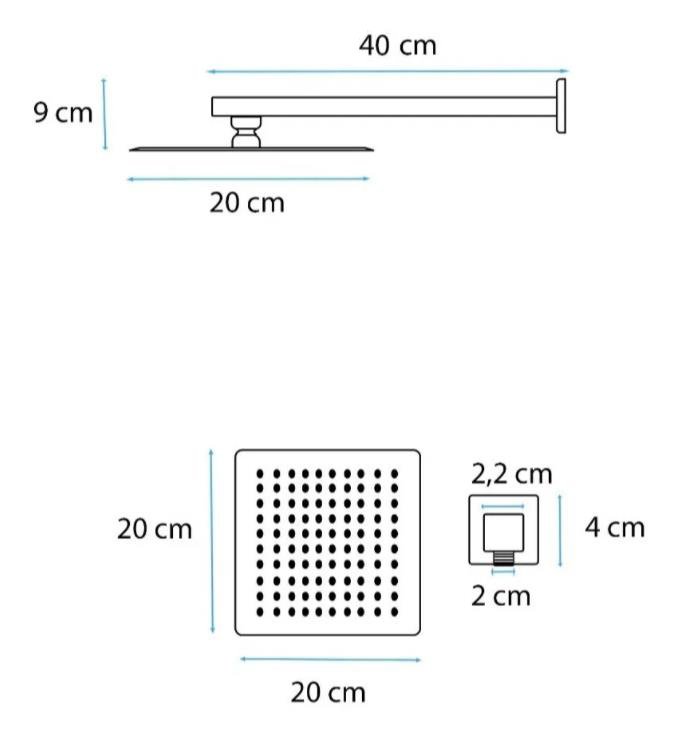 Kit Ducha Chuveiro Slim Inox 304 20x20 + Braço 40cm Es125 Luuk Young - 7