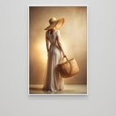 Ver imagem 4 de Quadro Feminino Mulher e Suas Poses Chapéu e Bolsa Sala Quarto Casa Escritório