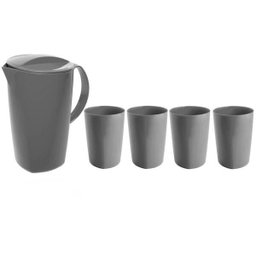 Conjunto Jarra 2 Litros E Copos 260 ml Suco Para Servir Luna Chumbo - 1