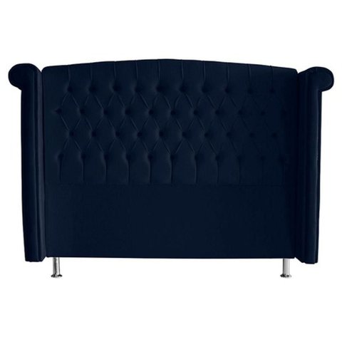 Cabeceira de Cama Box Toquio Casal Queen 160 Cm Suede Azul Marinho Eli Móveis e Decoração