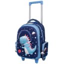 Ver imagem 4 de Mochila Infantil De Rodinha Escolar Menino Dinossauro Astronauta AstroDino Carrinho Pequena Costas -