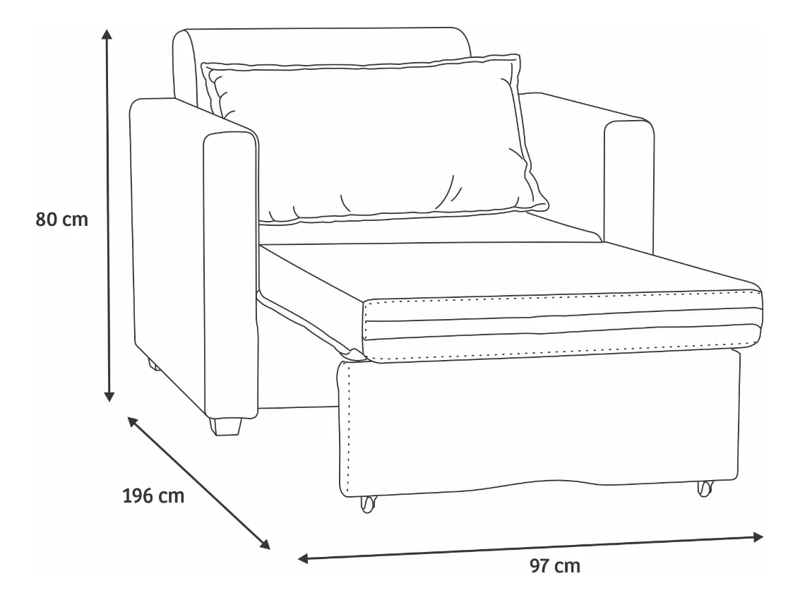 Poltrona Cama Solteiro Assento Dobrável Veludo Bege Sleep - Harmônica Móveis - 6