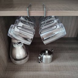 Porta Copos Suspenso Organizador De Armário Encaixe Cozinha Grafite - 5 Porta Copos Suspenso Organizador De Armário Encaixe Cozinha Grafite - 5