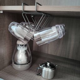 Porta Copos Suspenso Organizador De Armário Encaixe Cozinha Grafite - 2 Porta Copos Suspenso Organizador De Armário Encaixe Cozinha Grafite - 2