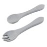 Kit Alimentação Bebe Prato Com Tampa Copo Garfo Colher Silicone BLW Cinza - 9