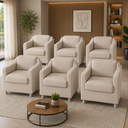 Ver imagem 1 de Kit 6 Poltronas Decorativa Tilla Matérial Sintético Bege - Twdecora Bia
