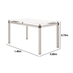 Conjunto de Mesa Malva Vidro Branco 140cm com 6 Cadeiras 119 Branco Platina Artefamol - 3