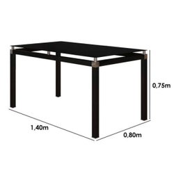 Conjunto de Mesa Malva Vidro Preto De 140 cm Com 6 Cadeiras 118 Preto Artefamol - 5