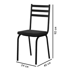 Conjunto de Mesa Malva 75cm Vidro Preto e 4 Cadeiras 118 Preto Artefamol - 6
