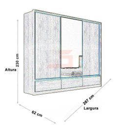 Guarda-Roupa 3 Portas 7 Gavetas com Espelho Lounge Demartez Amendola Touch - 4