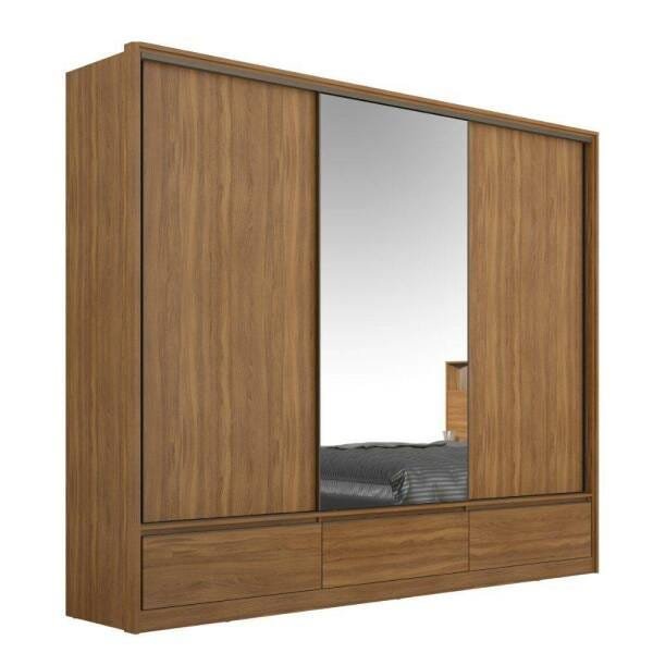 Guarda-Roupa 3 Portas 7 Gavetas com Espelho Lounge Demartez Amendola Touch Menor preço em Guarda-Roupa 3 Portas 7 Gavetas com Espelho Lounge Demartez Amendola Touch