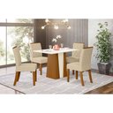 Ver imagem 1 de Conjunto: Mesa Sala Jantar Orus Tampo Madeirado 120cm Canto Reto + 4 Cadeiras Vita Nature/linho - He