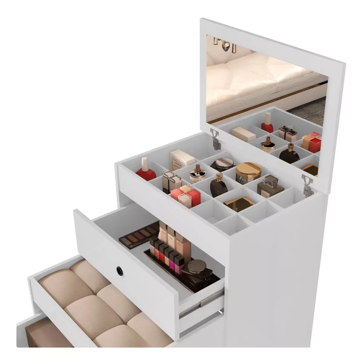 Ver imagem 4 de Penteadeira com Banqueta Embutida Olívia Versátil