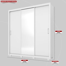 Guarda Roupa Casal 3 Portas com Espelho e 2 Gavetas Residence - Branco - 2
