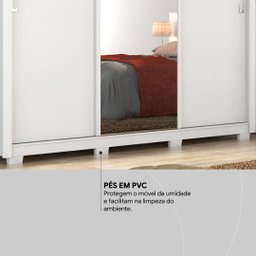 Guarda Roupa Casal 3 Portas com Espelho e 2 Gavetas Residence - Branco - 8