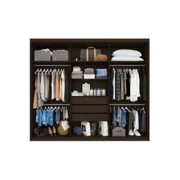 Guarda-Roupa Casal New Maestro com Pés e Espelho 6 Portas 3 Gavetas Ébano Touch Demóbile - 2 Guarda-Roupa Casal New Maestro com Pés e Espelho 6 Portas 3 Gavetas Ébano Touch Demóbile - 2