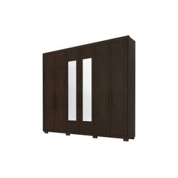 Guarda-Roupa Casal New Maestro com Pés e Espelho 6 Portas 3 Gavetas Ébano Touch Demóbile - 1 Guarda-Roupa Casal New Maestro com Pés e Espelho 6 Portas 3 Gavetas Ébano Touch Demóbile - 1