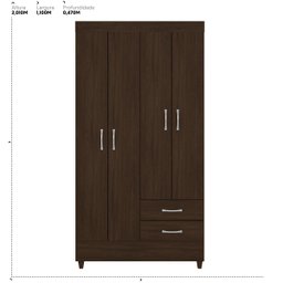 Guarda Roupa Solteiro 4 Portas e 2 Gavetas Astro - Ébano Touch - 2