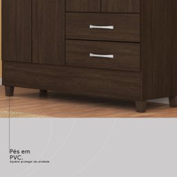 Guarda Roupa Solteiro 4 Portas e 2 Gavetas Astro - Ébano Touch - 8