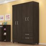 Guarda Roupa Solteiro 4 Portas e 2 Gavetas Astro - Ébano Touch - 1