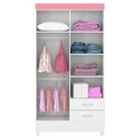 Ver imagem 3 de Guarda-Roupa Solteiro 4 Portas Astro Branco Rosa Demóbile