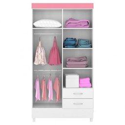 Guarda-Roupa Solteiro 4 Portas Astro Branco Rosa Demóbile - 3