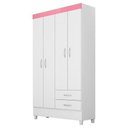 Ver imagem 2 de Guarda-Roupa Solteiro 4 Portas Astro Branco Rosa Demóbile