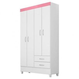 Guarda-Roupa Solteiro 4 Portas Astro Branco Rosa Demóbile - 2