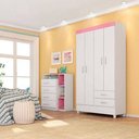 Ver imagem 1 de Guarda-Roupa Solteiro 4 Portas Astro Branco Rosa Demóbile