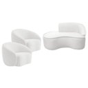 Ver imagem 2 de Kit Divã Recamier Orgânico Marrocos 150cm Lado Esquerdo e 2 Poltronas Amore Bouclé