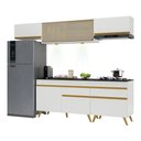 Ver imagem 1 de Armário de Cozinha Completa 260cm com Leds Veneza Up Multimóveis V2033 Branco/Dourado