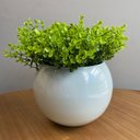 Ver imagem 1 de Arranjo Centro de Mesa Vaso Branco Verdinho Artificial Completo Decore Fácil Shop