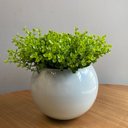 Ver imagem 3 de Arranjo Centro de Mesa Vaso Branco Verdinho Artificial Completo Decore Fácil Shop